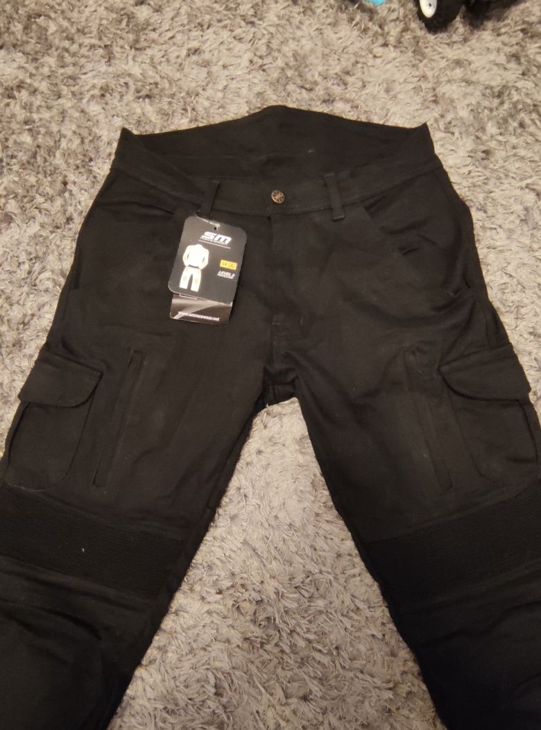Pantaloni moto Cargo Black protectii+kevlar marimi 30, 32, 34, 36, 38