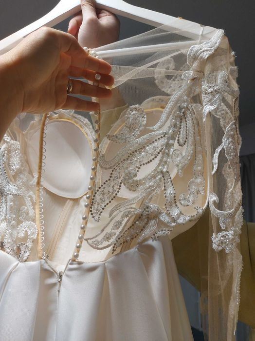 Vand rochie mireasa din tafta de matase+voal - Brand Christina Andrei