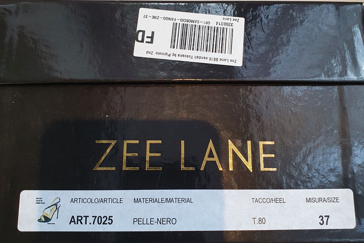 Sandale din piele, de ocazie, cu toc - negre - 37 - Zee Lane
