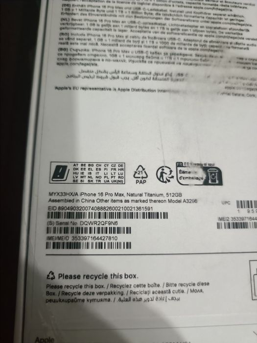 iPhone 16 pro max 512gb natural titanium