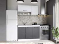 Set Mobila Bucatarie Mina Dual 120 Gri Antracit/Alb C106