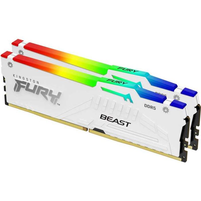 Memorie Kingston FURY Beast White RGB 64GB(2x32GB) DDR5 6000MHz CL36