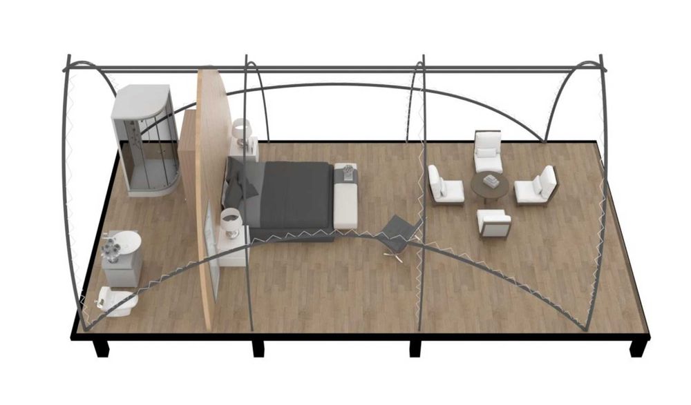 Cort tip Ekobel sail, structura premium tip barca cu panze, 35 mp.