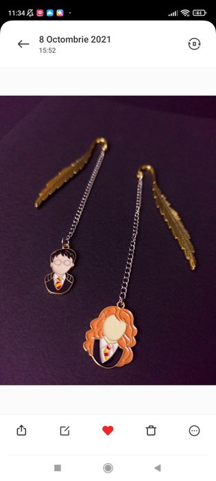 Semne de carte Harry Potter Hermione granger si bufnita Hedwig aliaj