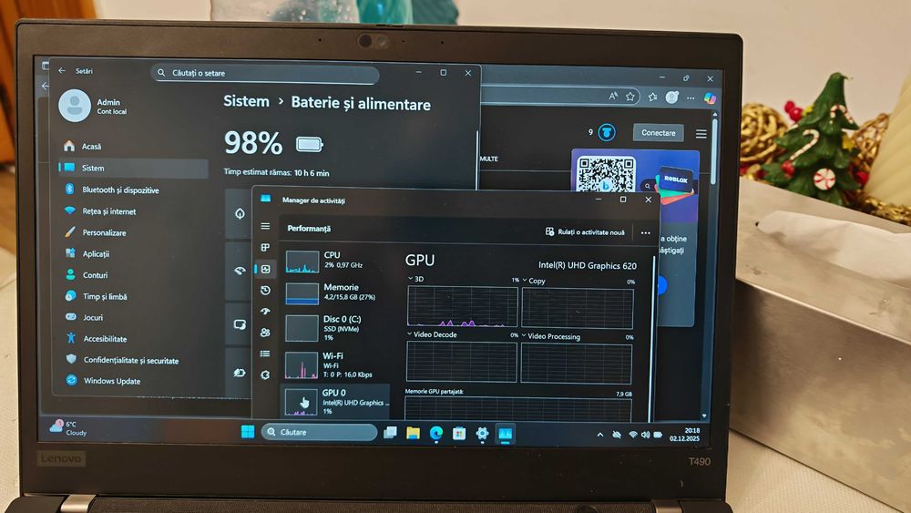 Lenovo ThinkPad T490 i5 gen 8, 16GB RAM, SSD 256GB, bat 4h  dezmembrez