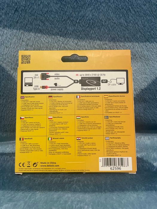 Adaptor Delock, DVI/Displayport, USB, 4K, 30Hz, Negru - SIGILAT