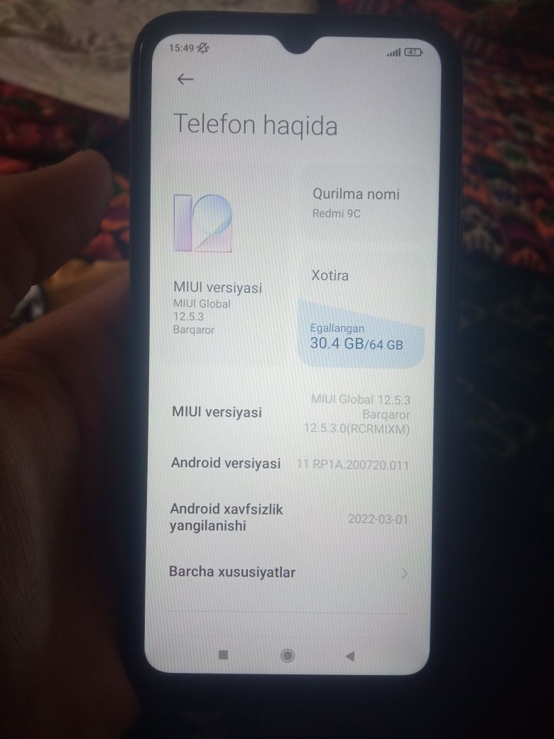 Redmi 9C holati ideal hali yangi 64 gb karobka dakument bor