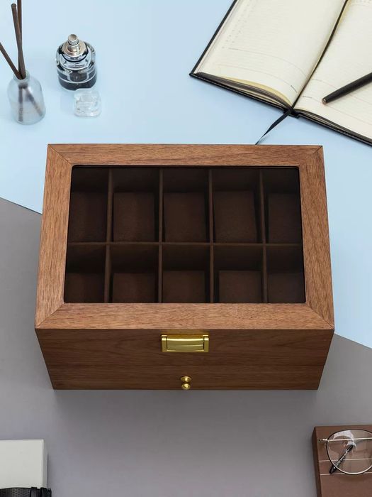 Деревянная шкатулка для часов и драгоценностей 20 слотов