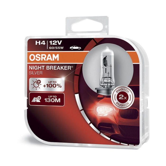 Халогенни крушки OSRAM Night BREAKER SILVER +100% H1,H4,H7,H11 DUO BOX