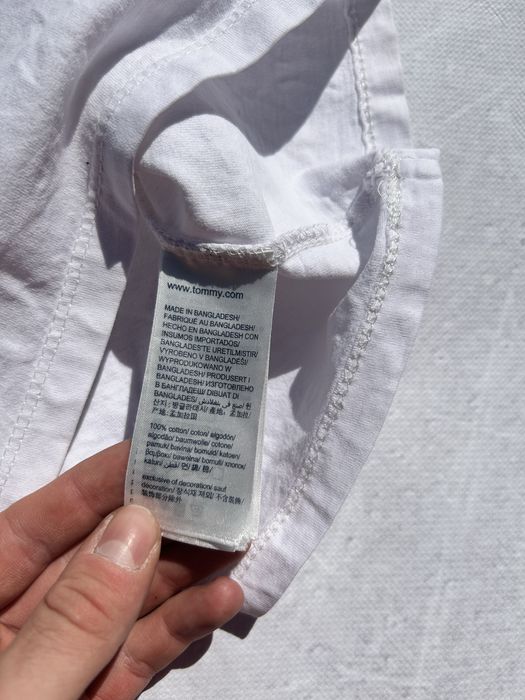 Crop top dama Tommy Jeans tricou cu broderie Hilfiger alb marimea S