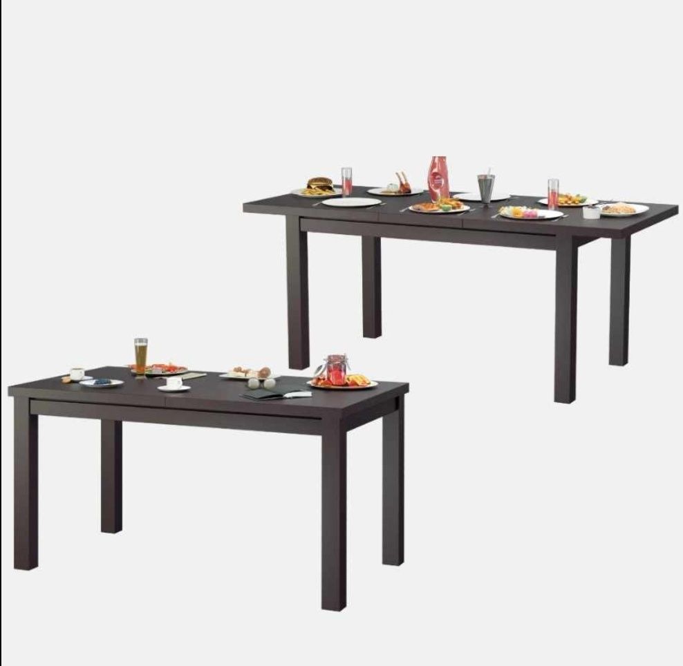 Set masa + 6 scaune capuccino cu cadru metal crom/tapițerie + Masă ext