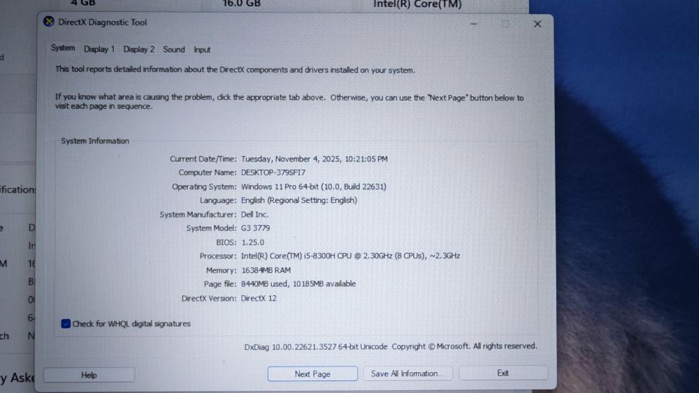 Dell G3 17 – i5-8300H / 16GB RAM / SSD 256GB + HDD 1TB / GTX 1050 Ti
