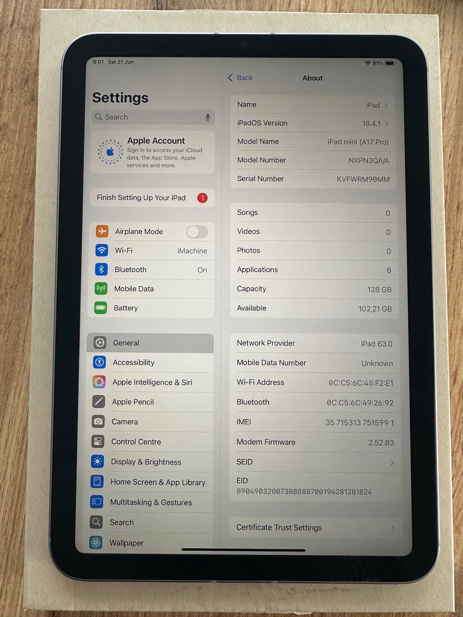 iPad mini (A17 PRO) 128GB Cell+Wifi