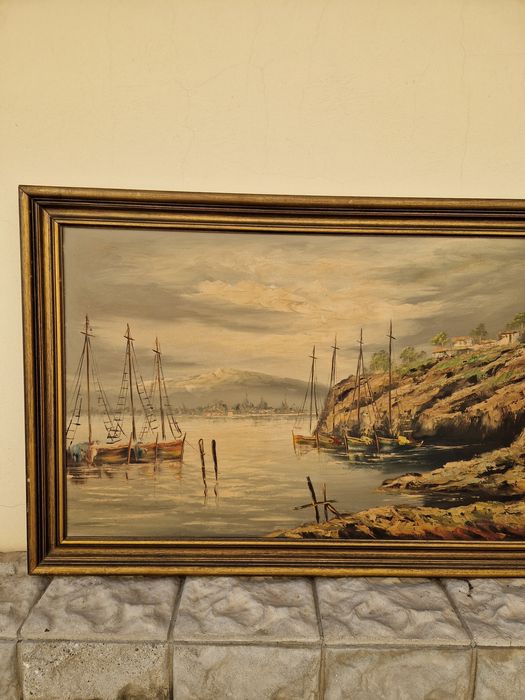 Страхотна антикварна майсторска картина масло върху платно