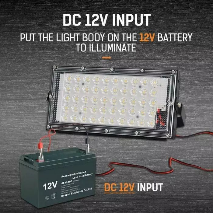 Reflector proiector lampa LED SMD - 12V/50W alb rece camping pescuit