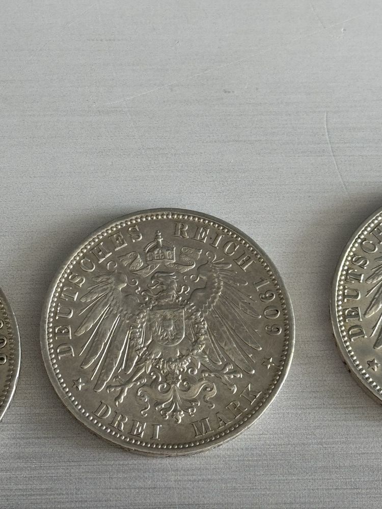 moneda Germania Bavaria Otto 3 marci mark 1908 1913