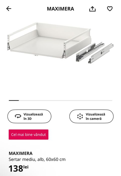 Corp dulap bucatarie method ikea + sertare + leduri - fara fronturi