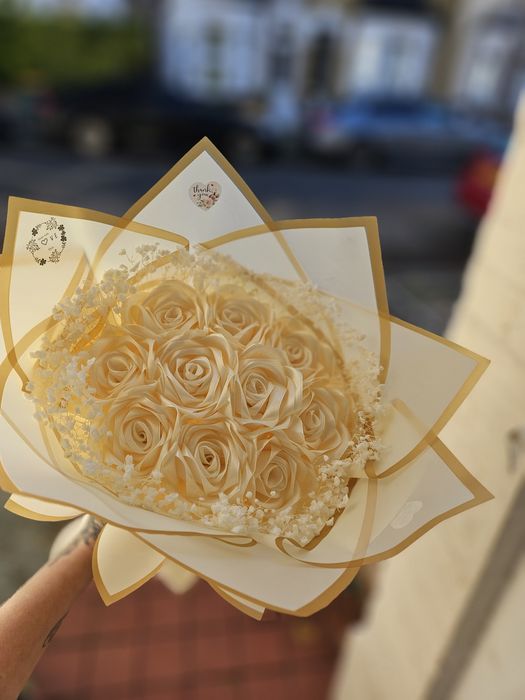 Satin flowers  handmade roses