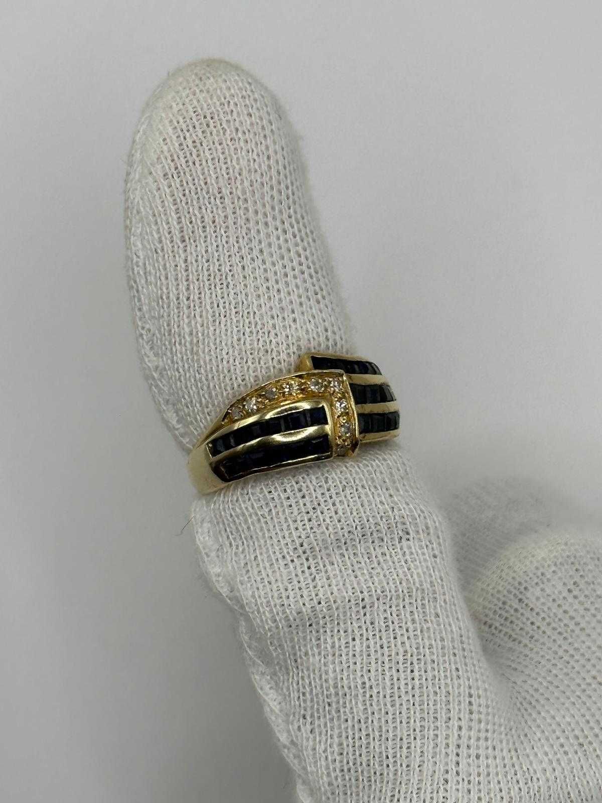 INEL AUR 14K + 9 Diamante = 0.10ct + 28 Safire = 1ct - 4.5g. - Vintage