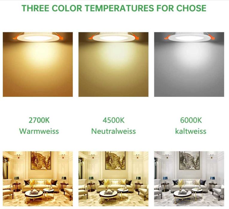 LED Луни за Вграждане 5W Неутрално Бяло 4500K, 75-95 mm, 24 бр