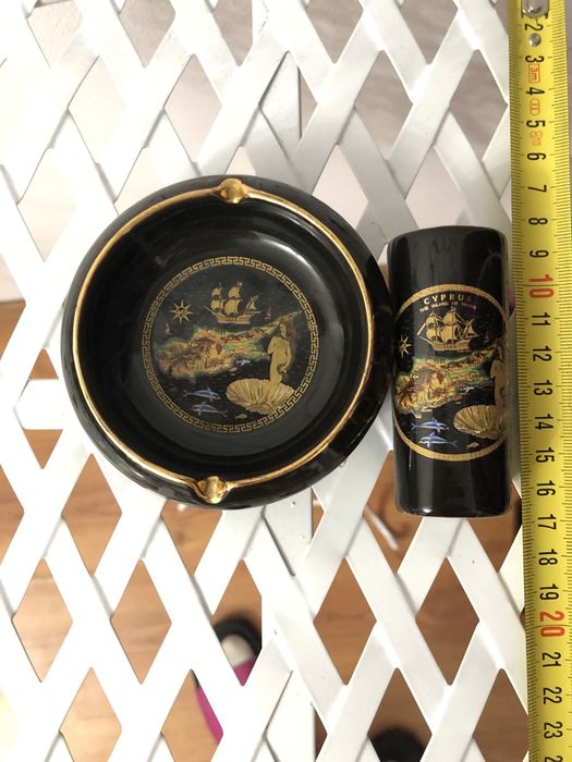 Set scrumiera suflat cu aur de 24k
