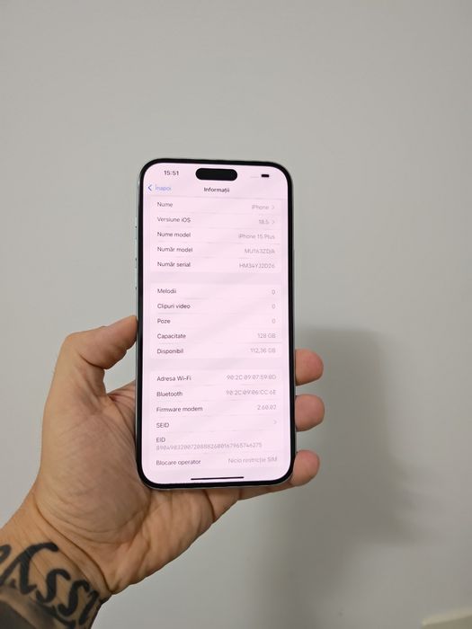 iPhone 15 Plus Blue 128GB Că Nou totul original liber retea