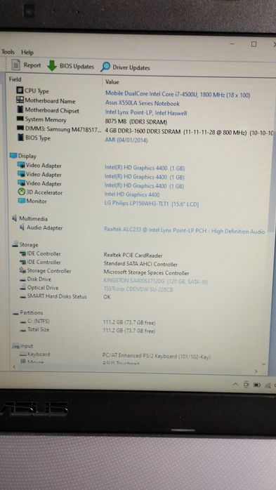 Asus R510L Core I7, 8GB RAM, SSD 120GB, HD4400, baterie dubla 3-4 ore