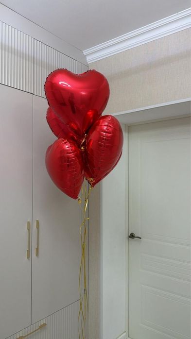 Шар сердечко 5шт фальга 1 большой