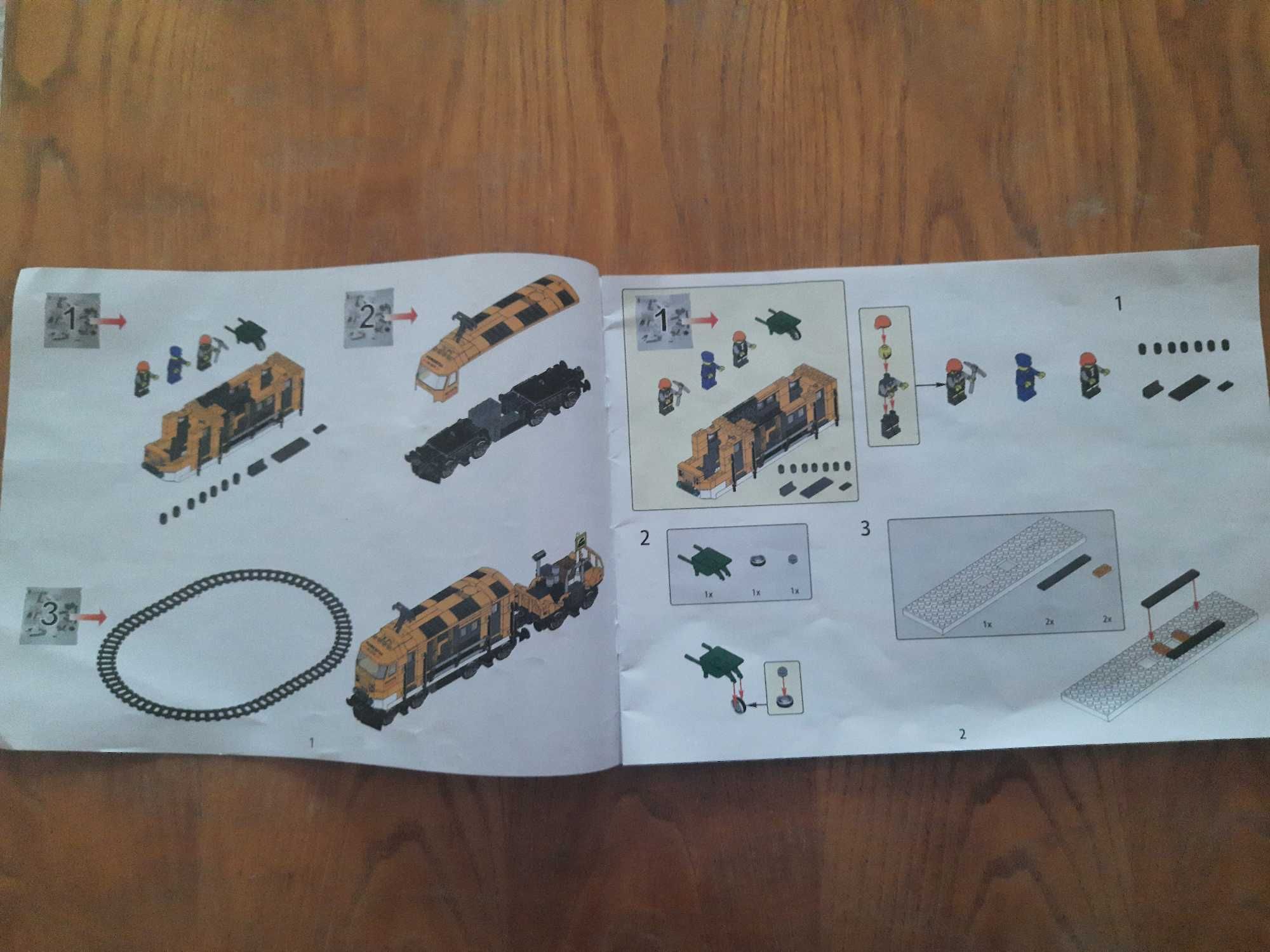 Комплект локомотив, вагон, релси, съвместим с LEGO  - нов