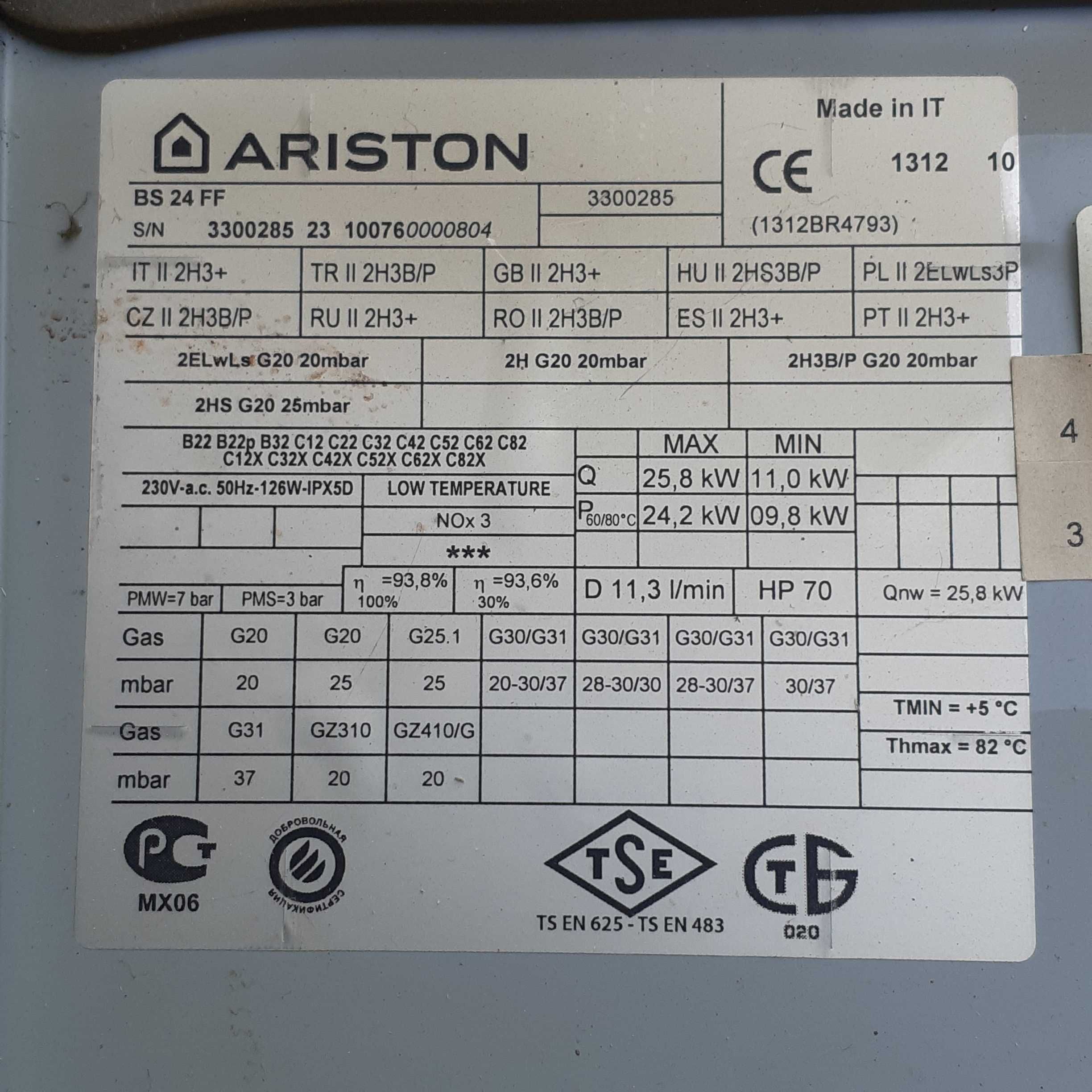 Piese de schimb centrala ARISTON BS 24 FF.