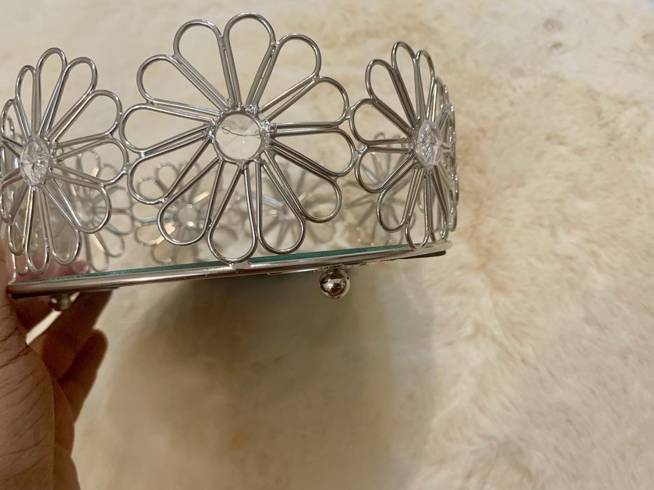 Лот поднос и бонбониера с кристалчета