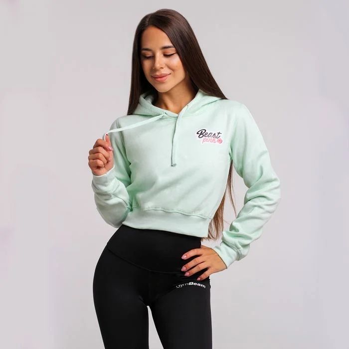 Дамски суичър Crop Mint BeastPink GymBeam