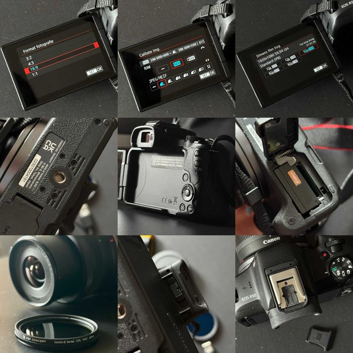 Canon EOS R50 Mirrorless + Obiectiv RF-S 18–45mm + Accesorii – Ca Nou