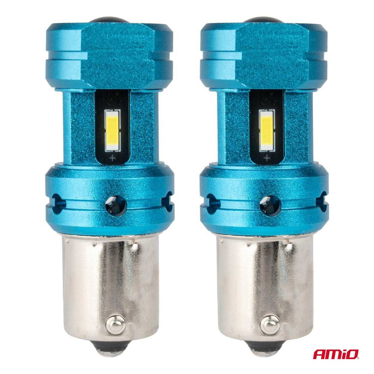 CANBUS LED крушки Amio 4 LED BA15S P21W R10W R5W 6000K 12-24V