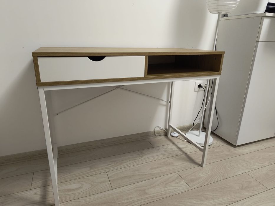 Birou modern lemn + metal, stare impecabilă — 95 × 48 × 76.5 cm