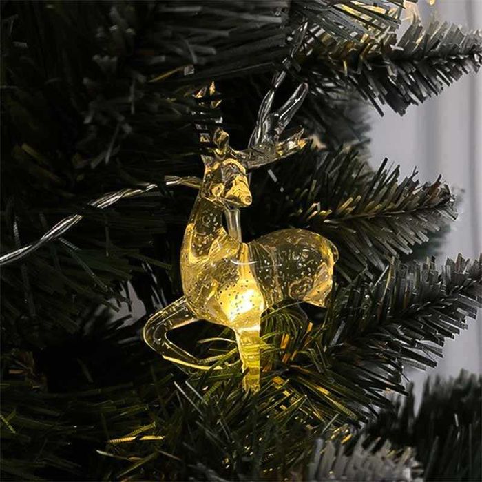 Коледни LED лампички RUHHY с еленчета – 10 броя, топла бяла светлина