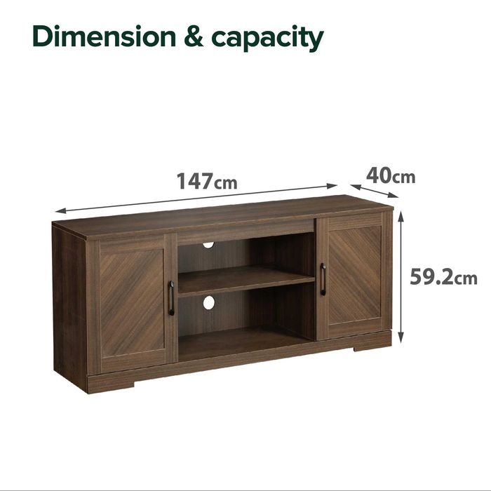 Zinus Bennett Comoda tv ,stil rustic, maro, soft-close,Lichidare stoc