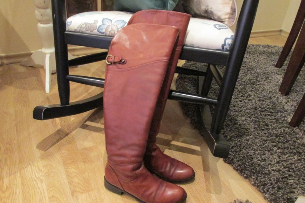 Cizme din piele cognac