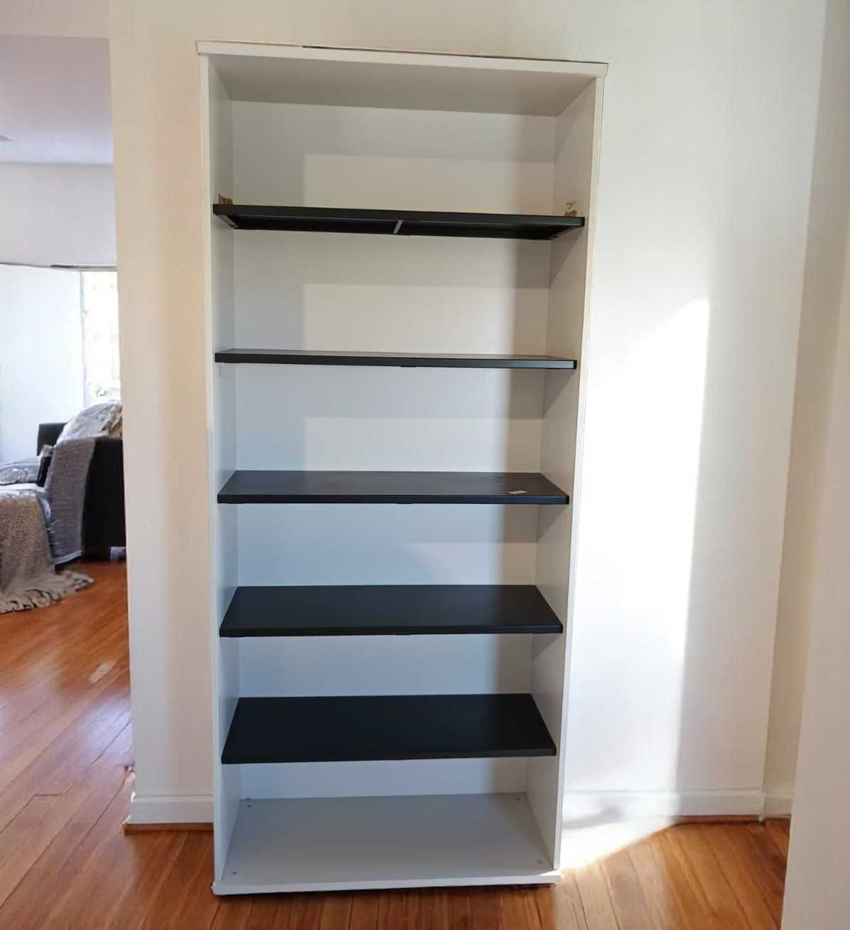 Raft documente alb 230x100 cm, polițe metalice negre