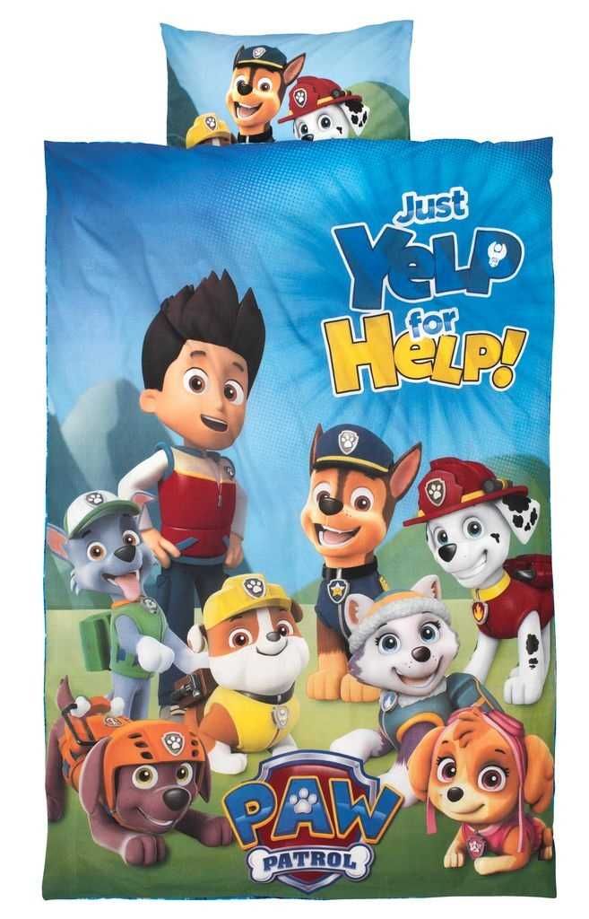 Set Lenjerie Pat PAW PATROL Patrula Catelusilor Husa de Plapuma si Per