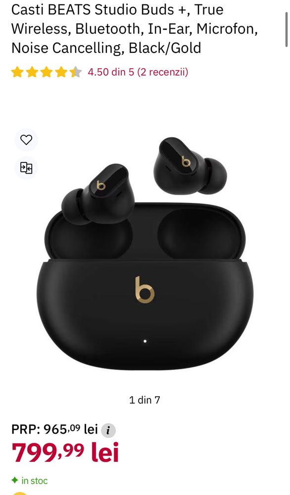 Apple Beats Studio Buds+, sigilate, transport inclus