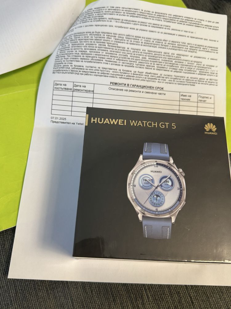 ЗАПЕЧАТАН 46mm Huawei Watch GT 5 Yettel Гаранция 2027 г. Blue gt5