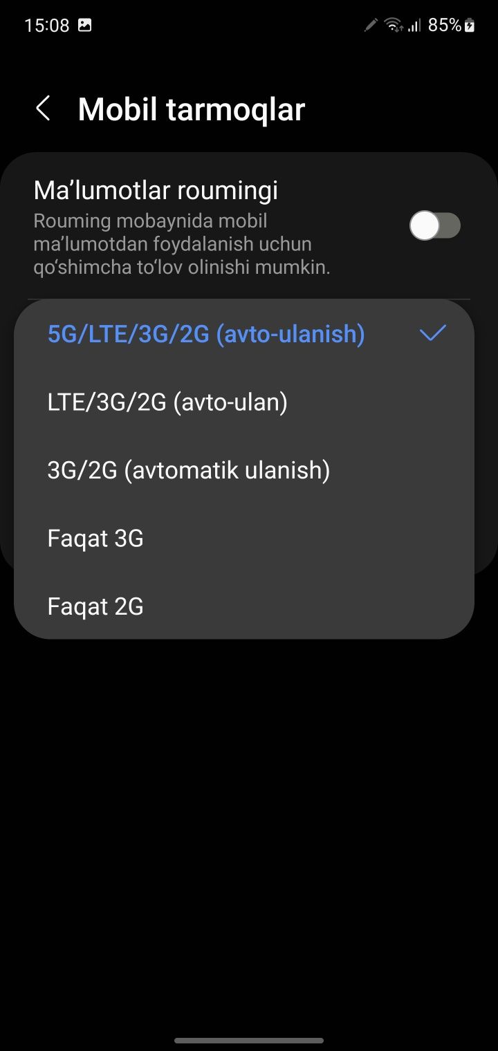 Samsung note 10 5g 12ga 256 xotira