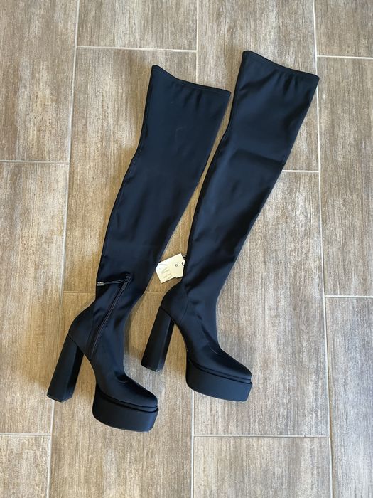ZARA Дамски ботуши над коляното на платформа и ток