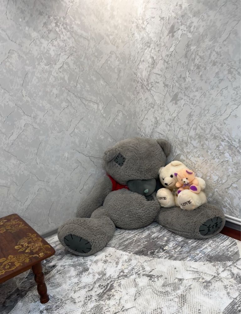 большой тедди игрушка серого цвета