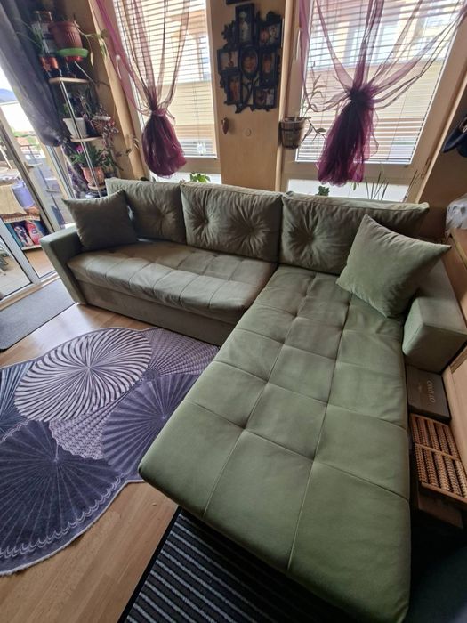 Ъглов Диван. Зелен