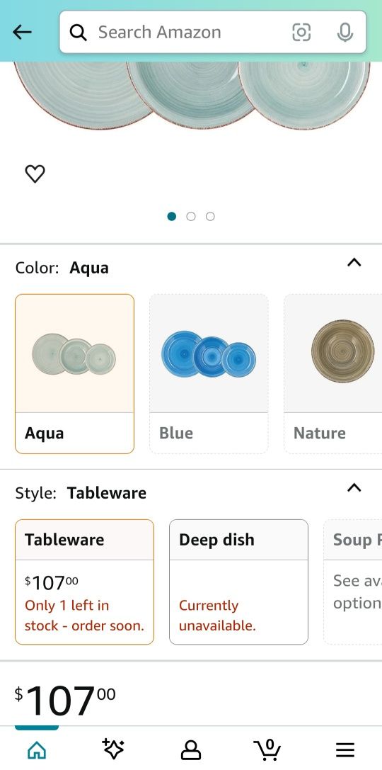 Quid Vita Aqua керамичен сервиз за хранене 18 части/6 души цвят аква