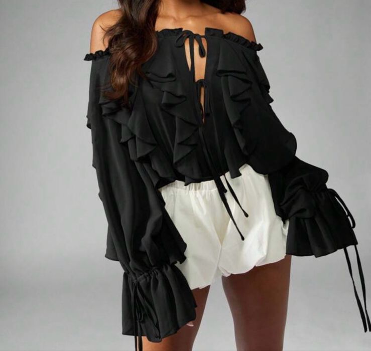 Блуза с паднали рамена