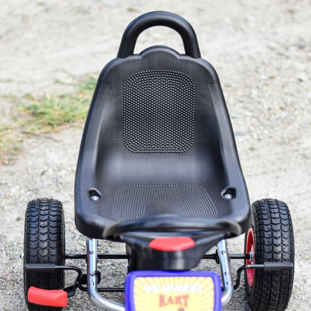 Kart cu pedale copii 3-6 ani GO Kart A051 cu roti gonflabile #Albastru