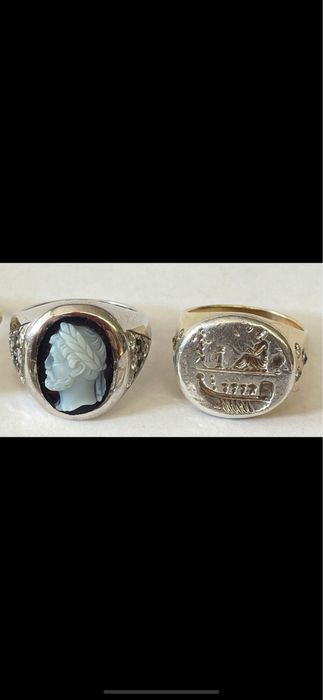 Inel aur alb 14 k diamante si safire naturale 0,64 k